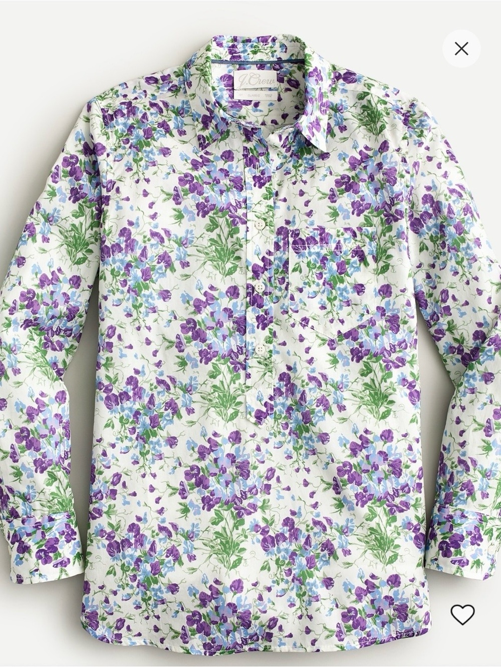 J. Crew Liberty “Sweet Pea” Floral Pop Over Button-Front Blouse / 12